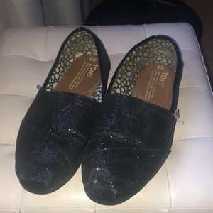 Toms size 8 sparkly black shoes